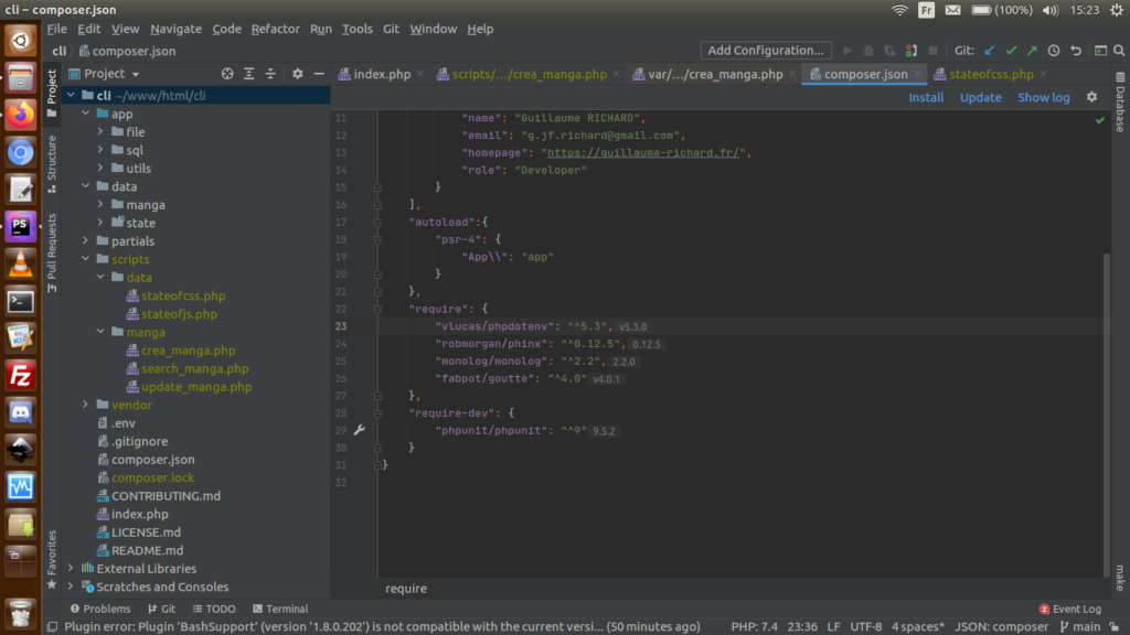 Architecture de mon projet PHP-CLI