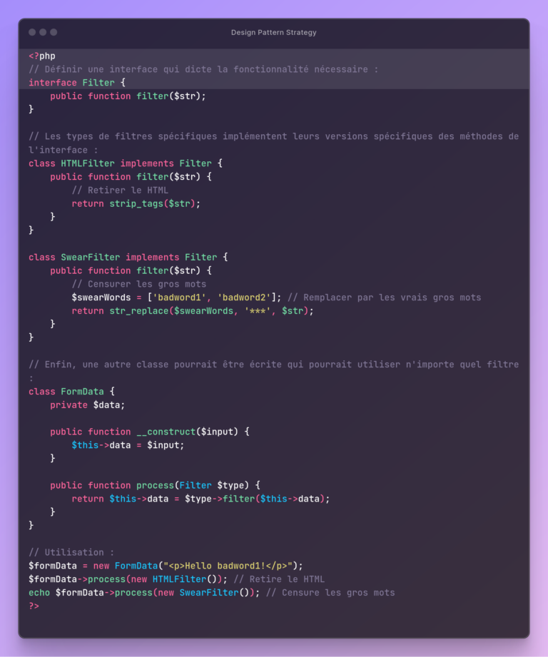 le Design Pattern Strategy en PHP - Portfolio Guillaume RICHARD