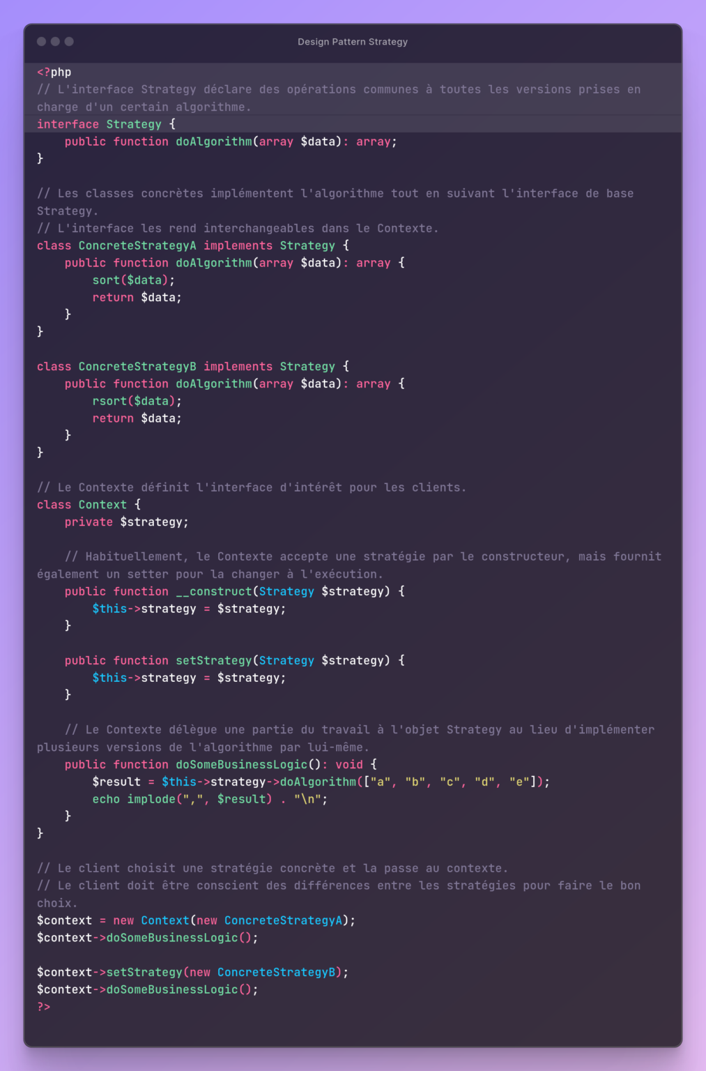le Design Pattern Strategy en PHP - Portfolio Guillaume RICHARD